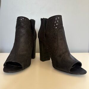Elegant Black Peep-Toe Ankle Boots